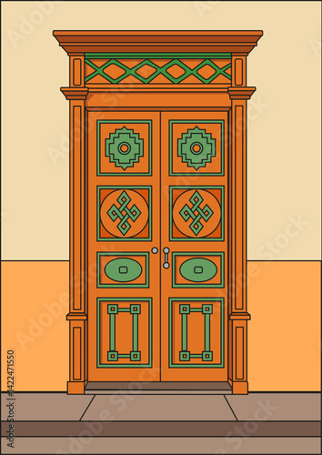 puerta colonial, edificio hotel, hostal