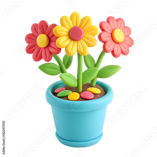 Wallpaper Mural flower in a pot on transparent background, 3d flower pot,  Torontodigital.ca