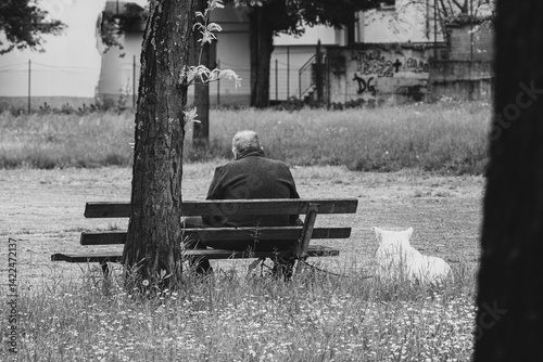 Man at the park with his dog