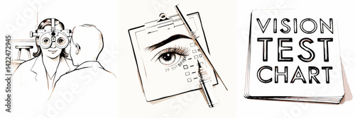 Vision correction consultation with eye exam and test chart  