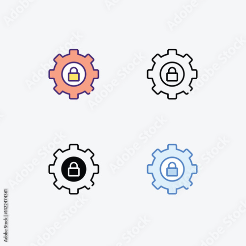Setting  icons set in different style vector stock illustration