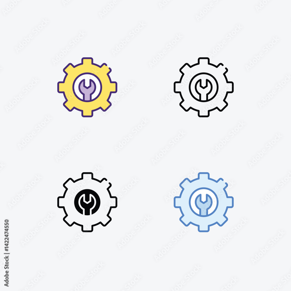 Setting icons set in different style vector stock illustration Setting icons set in different style vector stock illustration