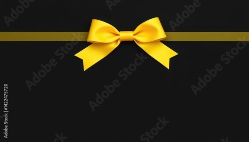 Yellow Bow on Black Background