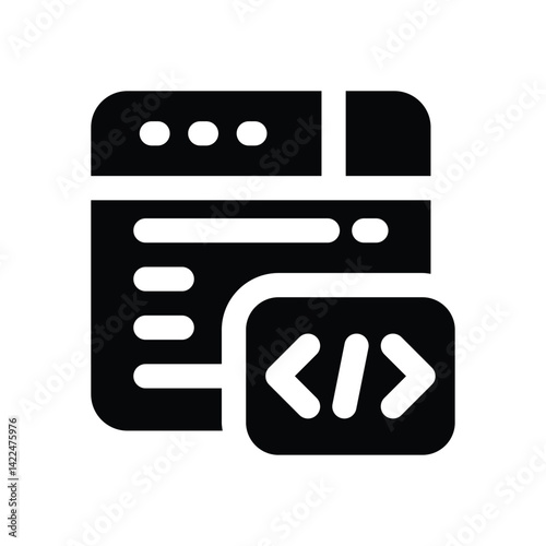 website development glyph icon. Strong and solid vector icon for websites, mobile interfaces, presentations, and visual branding. High quality and easy to edit.