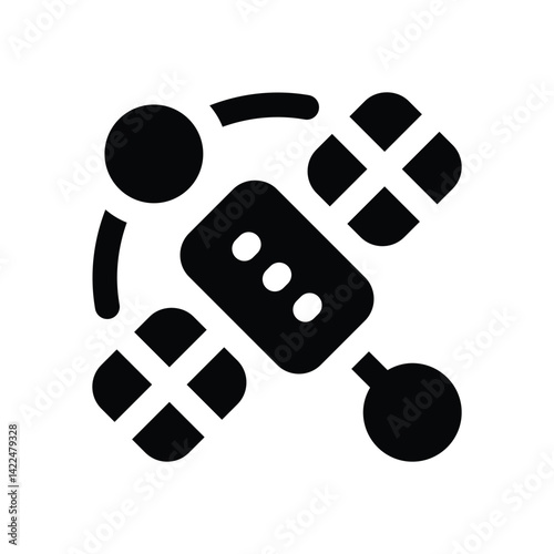 satellite glyph icon. Strong and solid vector icon for websites, mobile interfaces, presentations, and visual branding. High quality and easy to edit.