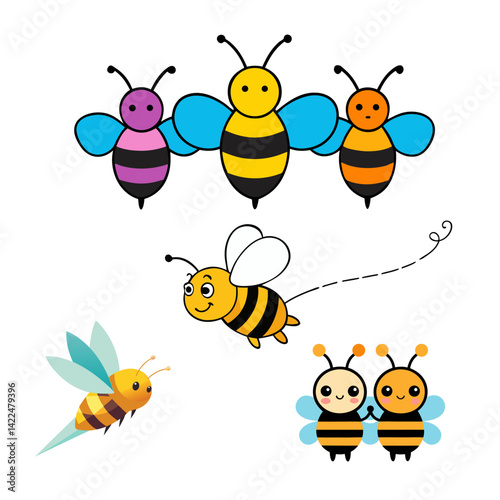 Beautiful Bees vector, Illustrations and icon