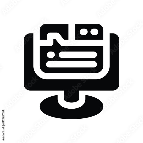 computer glyph icon. Strong and solid vector icon for websites, mobile interfaces, presentations, and visual branding. High quality and easy to edit.