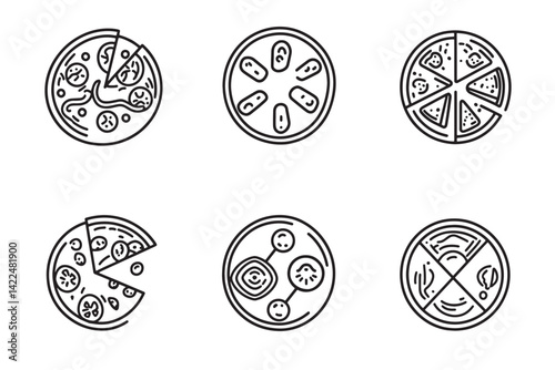 Outline pizza slice graphic icon set