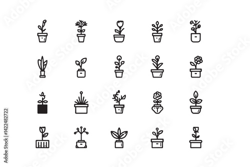 Plant icon minimalist leaf line artwork