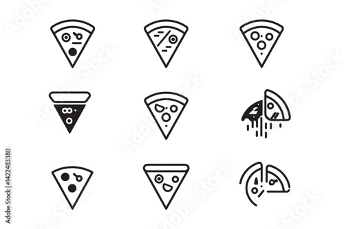 Free Download Minimal pizza slice line art illustration - GFXLoad