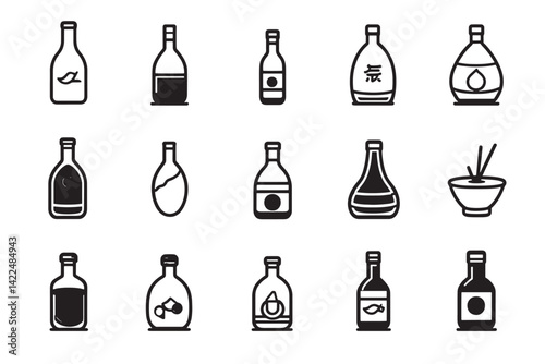 Ponzu dipping sauce line art icon