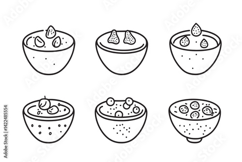 Porridge food minimal outline drawing