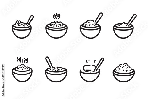 Porridge oatmeal dish vector icon