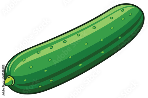 green cucumber isolated vector  on white