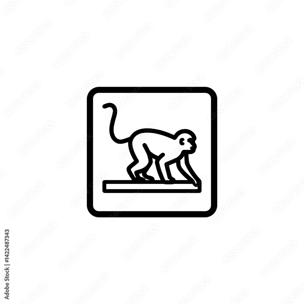 Monkey silhouette illustration in black and white Monkey silhouette illustration in black and white