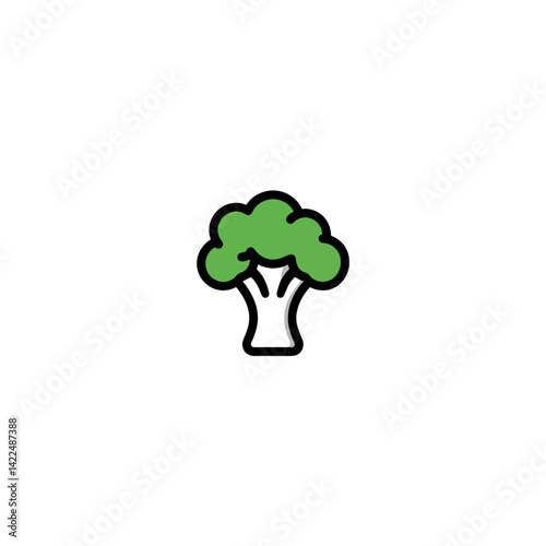 Broccoli icon in minimalist style with green colors  