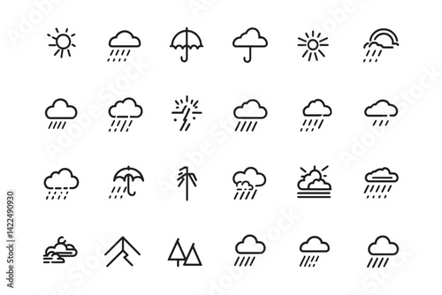 Line drawing of rainy day icon