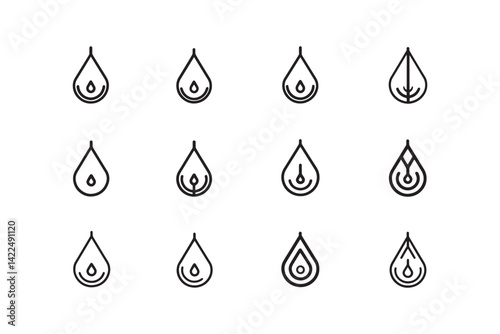 Simple raindrop illustration outline style icon
