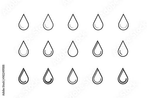 Vector raindrop weather symbol line art
