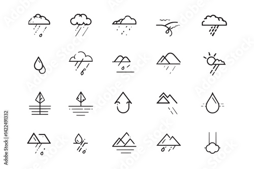 Rainwater Droplets Clean Minimalist Line Illustration