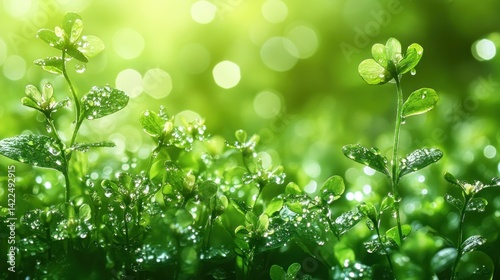 Green Meadow Dewdrops, Capturing the Beauty of Early Morning Grass