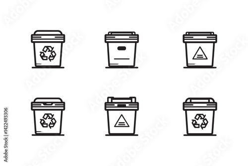 Outline Recycling Bin Vector Symbol