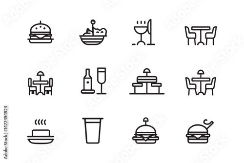 Restaurant ultra minimalist 2D line design