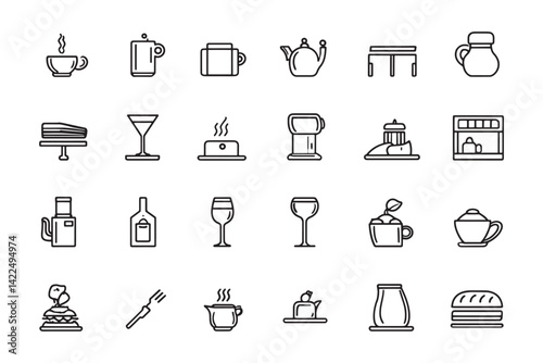Restaurant 2D line art minimalistic icon