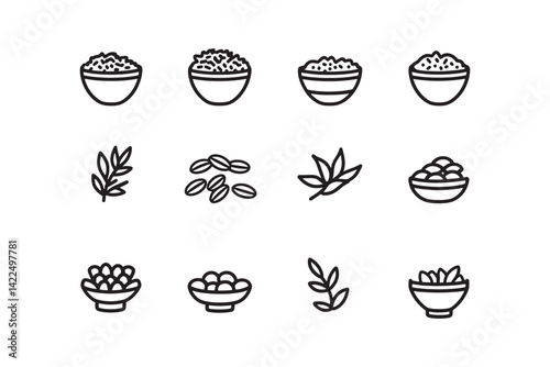 Rolled oats ultra minimalist 2D line art