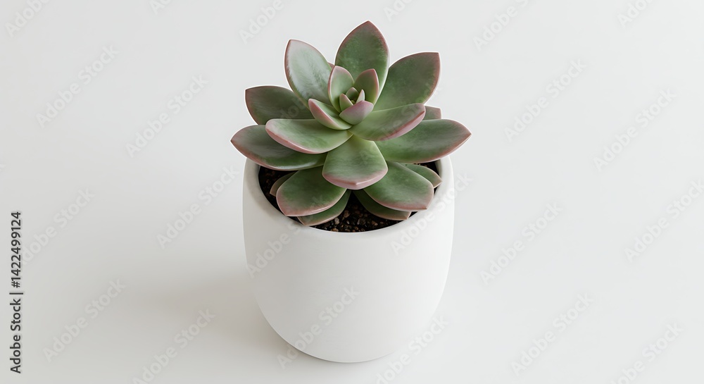 A charming succulent plant, perfectly potted, is set against a clean, pristine white background. A charming succulent plant, perfectly potted, is set against a clean, pristine white background.