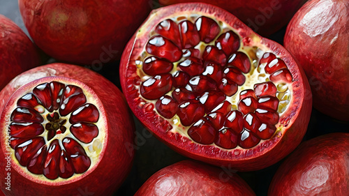 Pomegranate is a tasty and healthy fruit. It has a thick red skin and is full of small, juicy seeds called arils. These seeds are sweet, a little sour, and very good for our health.
