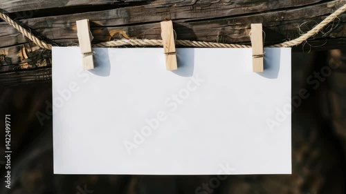 Blank sign with strings and nails attached to wooden board, ready for a message.