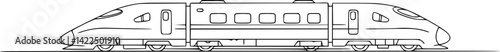 High-speed passenger train icon. Black outline linear silhouette. Editable strokes. Side view. Vector simple flat graphic illustration. Isolated object on white background