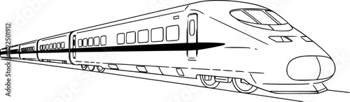 High-speed passenger train icon. Black outline linear silhouette. Editable strokes. Side view. Vector simple flat graphic illustration. Isolated object on white background