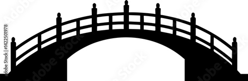 Bridge icon. Black silhouette. Front side view. Vector simple flat graphic illustration. Isolated object on a white background.