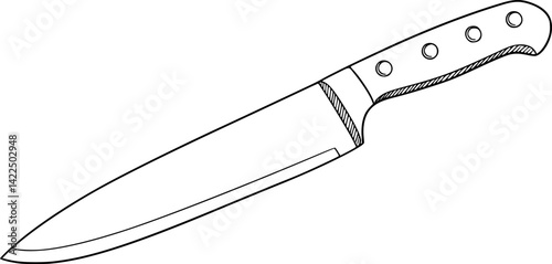 Knife icon. Black outline linear silhouette. Editable strokes. Side view. Vector simple flat graphic illustration. Isolated object on white background.