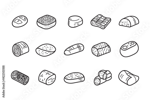 Minimalist salami icon 2D line art