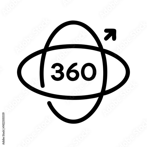 360 degrees glyph flat vector icon