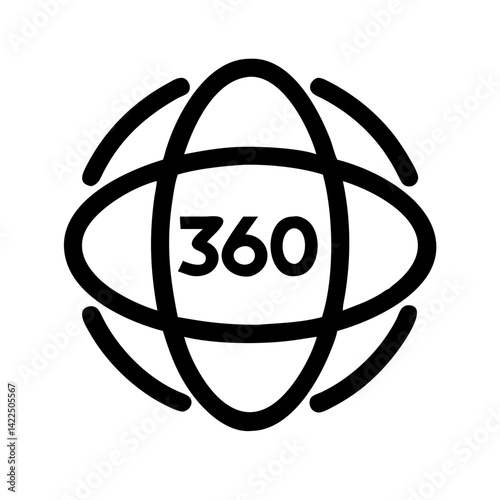 360 degrees glyph flat vector icon