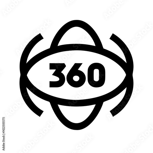 360 degrees glyph flat vector icon