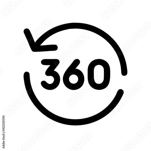 360 degrees glyph flat vector icon