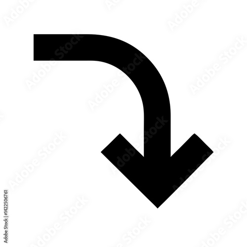 arrow turn down left glyph flat vector icon