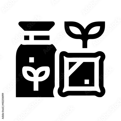 bag seedling glyph flat vector icon