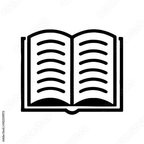 open book vector illustration, Opened book logo set. Monochrome books with fluttering pages isolated vector illustration