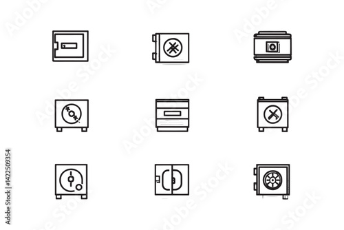 Secure vault ultra minimalist 2D line