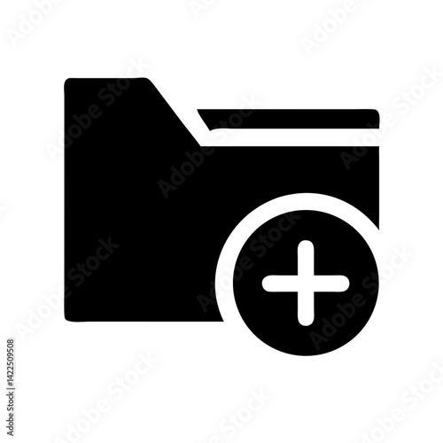 add folder glyph flat vector icon