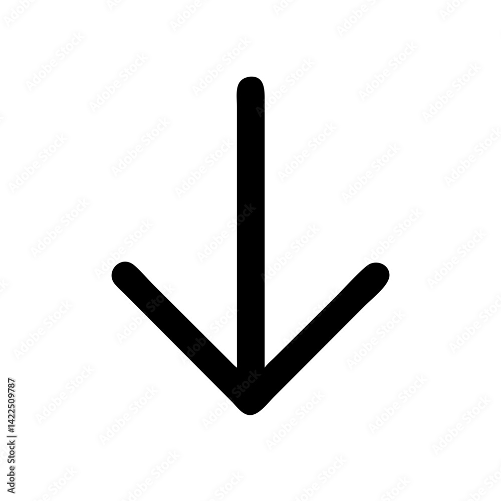 arrow down small big glyph flat vector icon