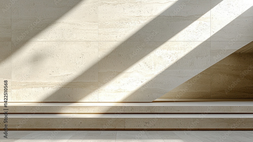 Fototapeta premium Marble staircase with light and shadow patterns