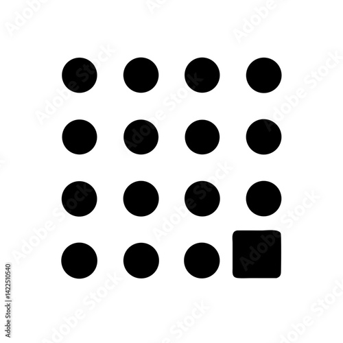 braille w glyph flat vector icon