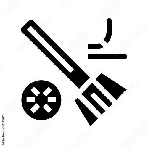 broom ball glyph flat vector icon